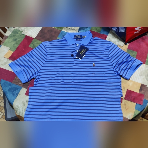 Ralph Lauren polo shirt size small blue with stripes - Picture 1 of 6